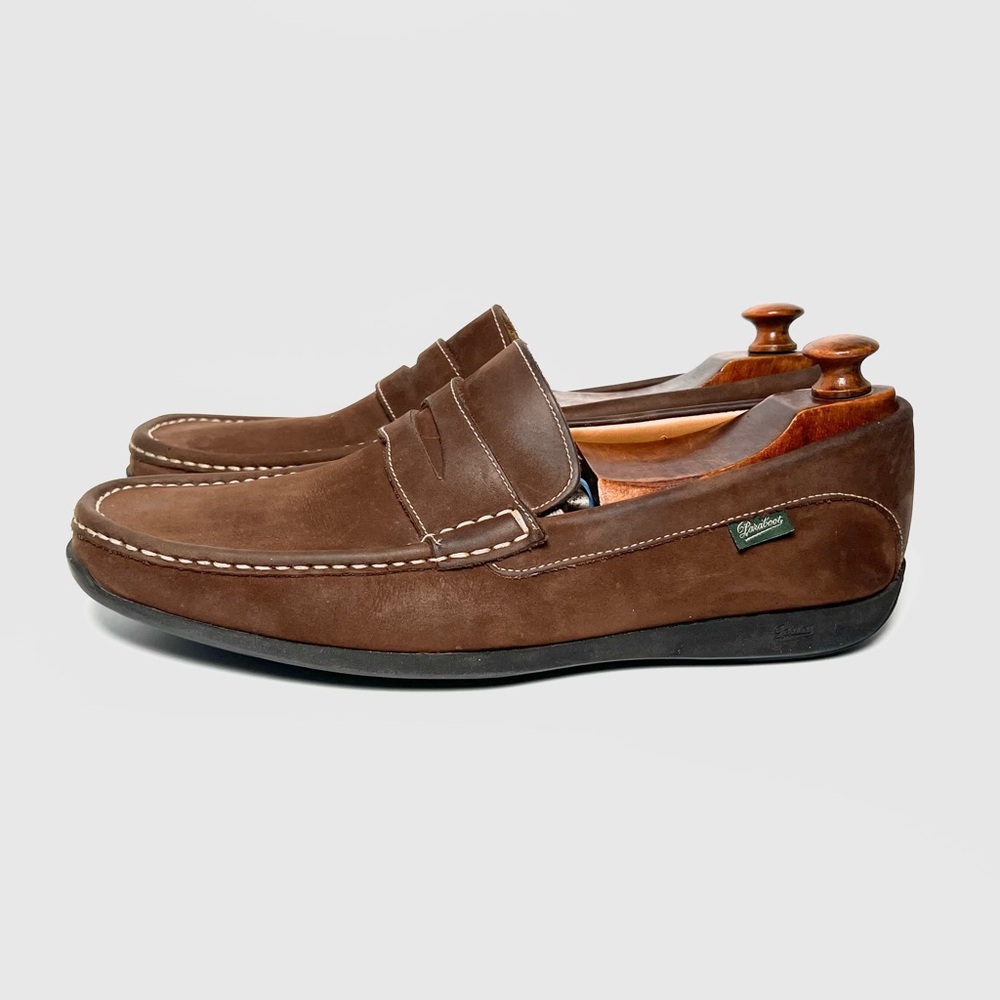 PARABOOT Cordoue Dark Brown Nubuck Leather Penny Loafer Size 8.5